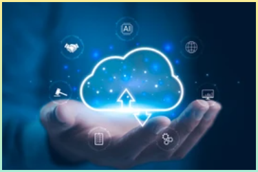 클라우드 컴퓨팅의 사용 예. 손 위에 클라우드 서비스를 올려놓은 것을 표현한 이미지