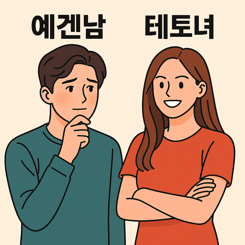테토녀 에겐녀 뜻과 특징 비교 정리 이미지