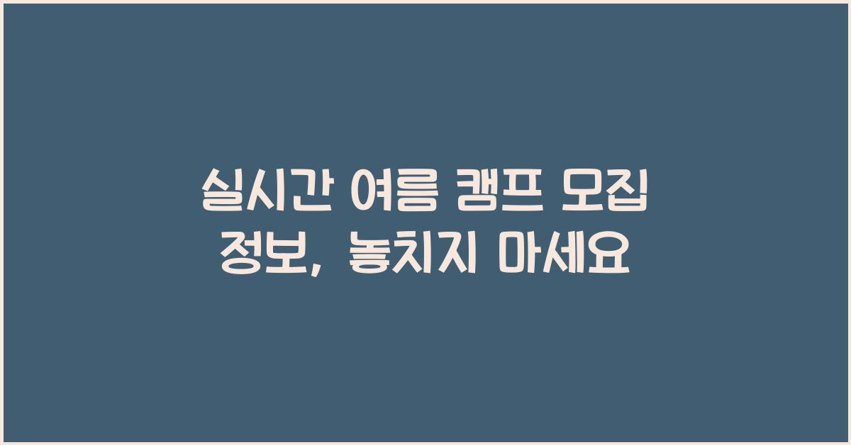 실시간 여름 캠프 모집 정보