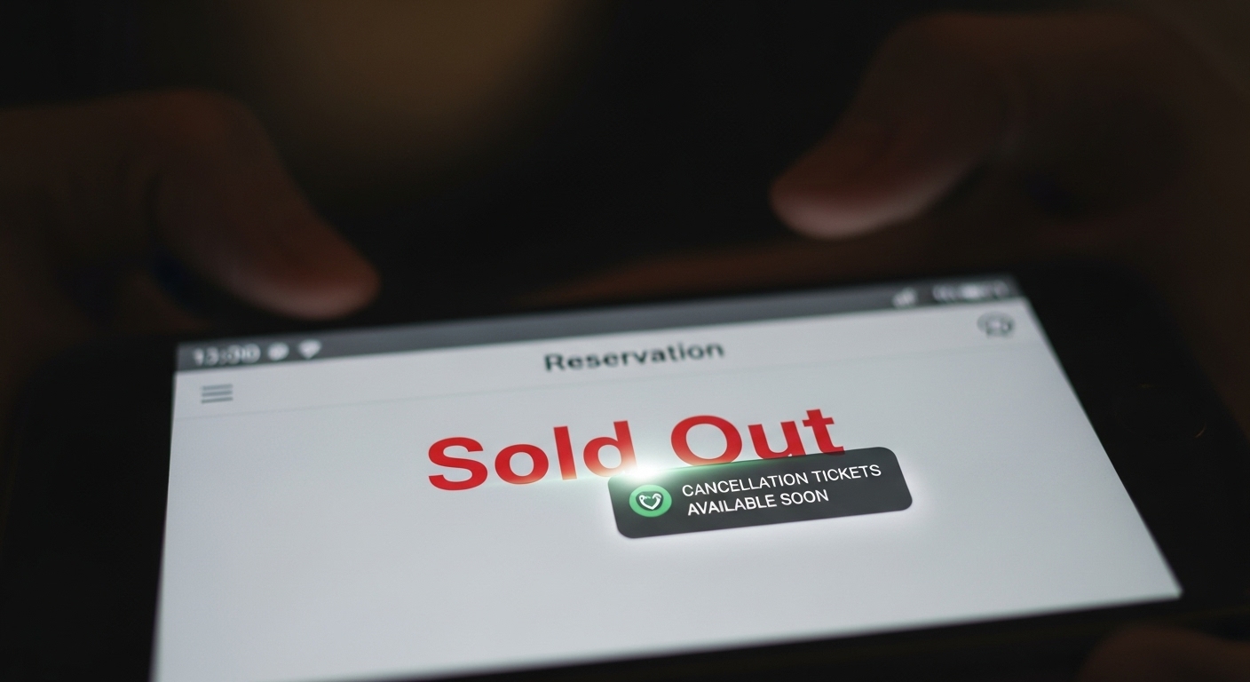 늦은 밤 스마트폰으로 한국시리즈 취소표를 확인하며 예매를 시도하는 사람의 모습.