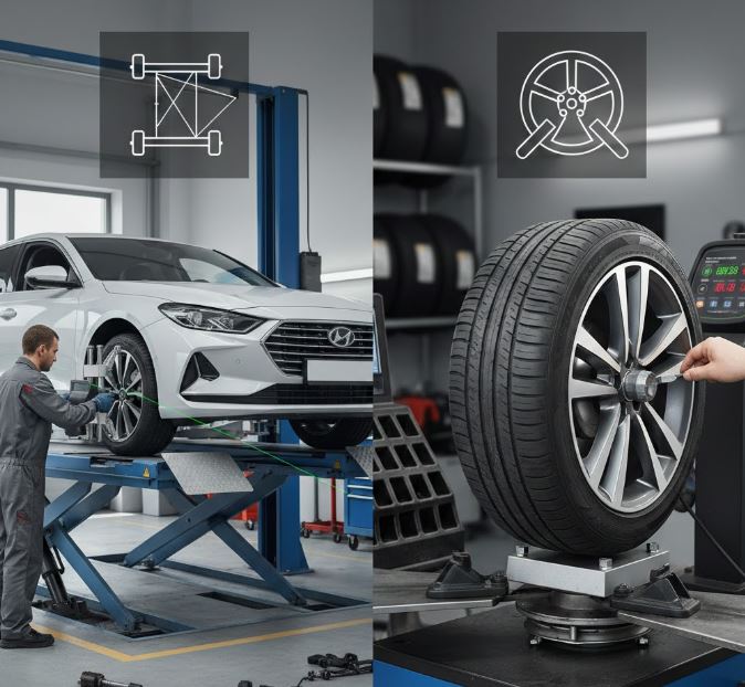 자동차 휠 얼라인먼트와 휠 밸런스 차이 이미지