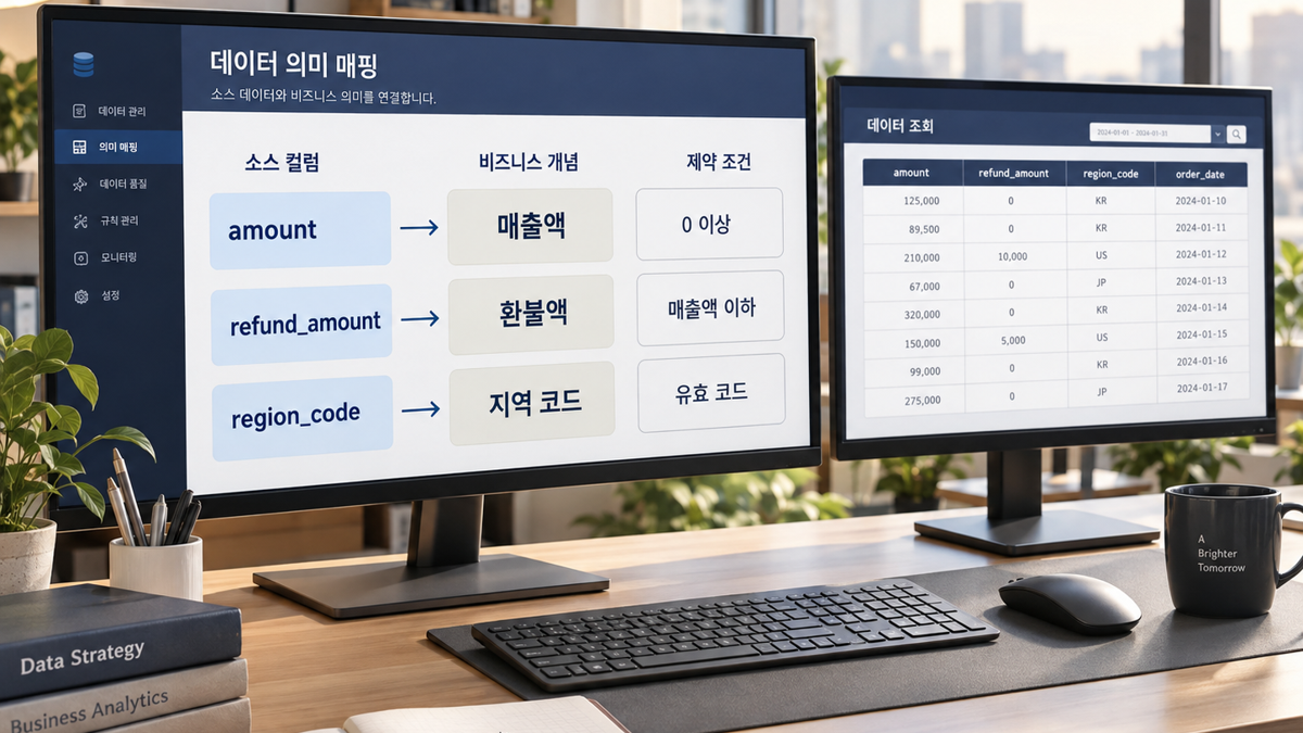 컬럼과 데이터 의미를 연결하는 온톨로지 계층 예시