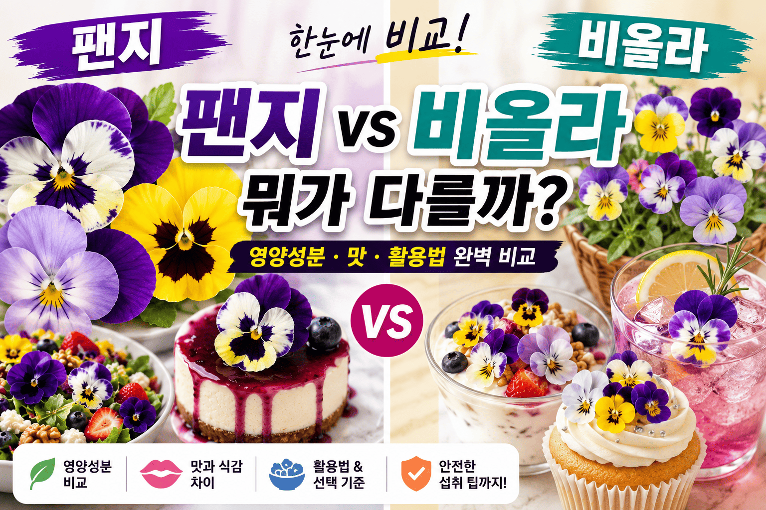 팬지와 비올라 비교 (영양성분, 맛, 활용법)