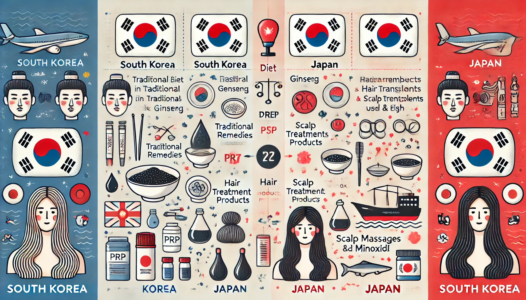 한국과 일본 탈모 관리법 비교 사진