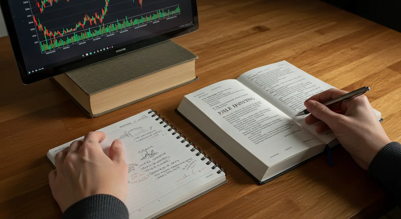 하락장에서 주가 차트 대신 투자 원칙을 공부하고 점검하는 현명한 투자자