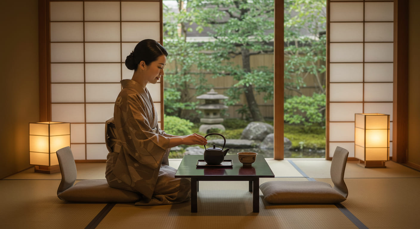 다도체험을 하는 여자