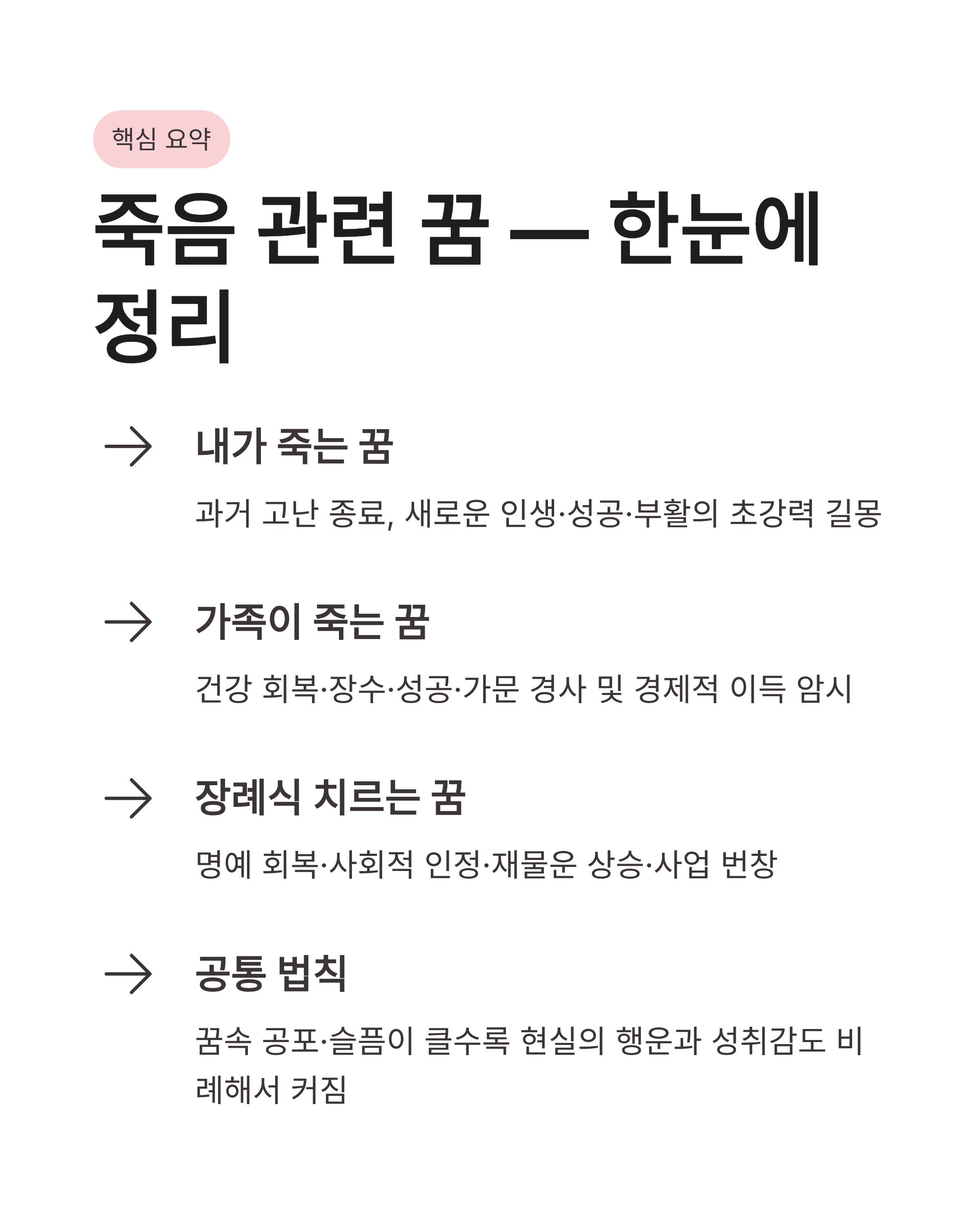 죽는 꿈 해몽 내가 죽는 가족이 죽는 장례식 치르는 꿈 소름 돋는 반전 의미