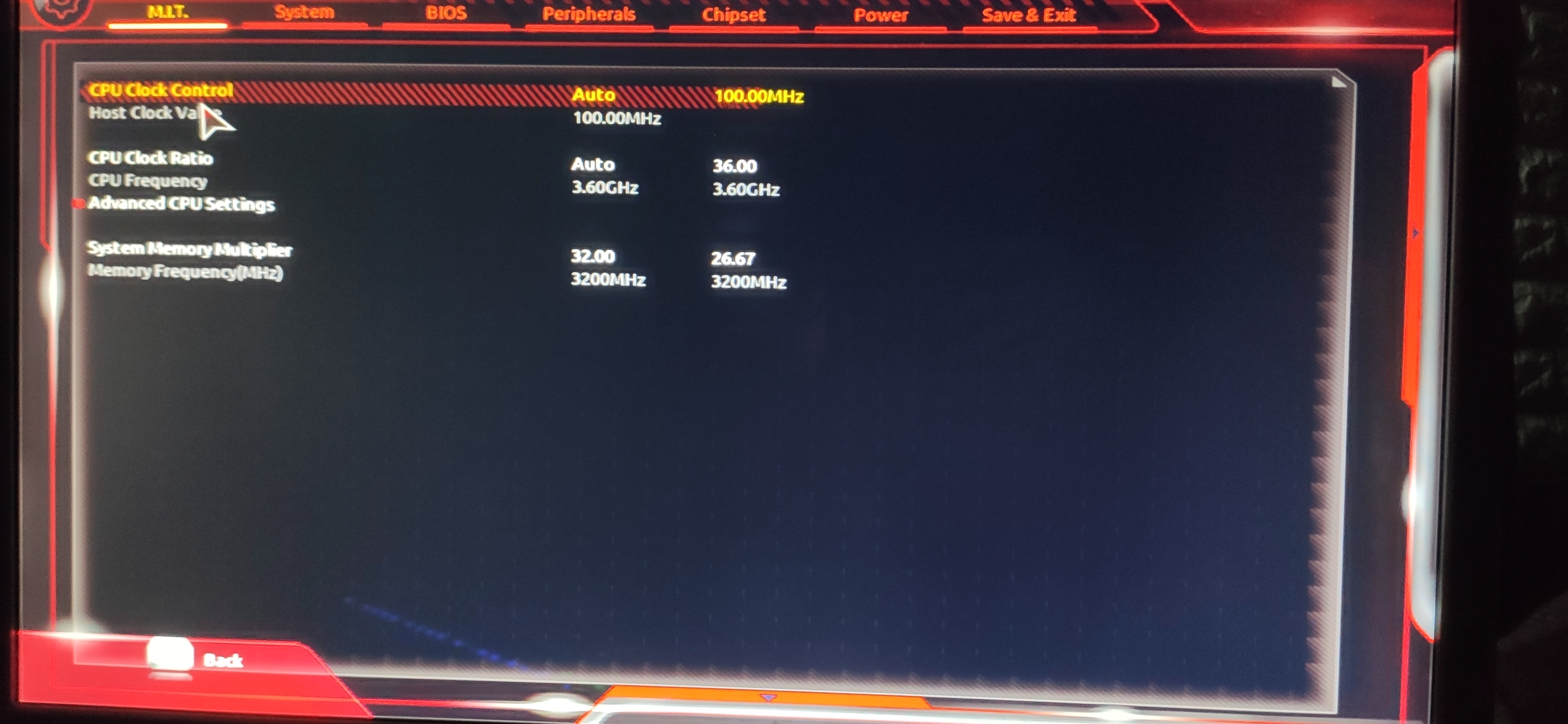 클럭을 설정하는 창