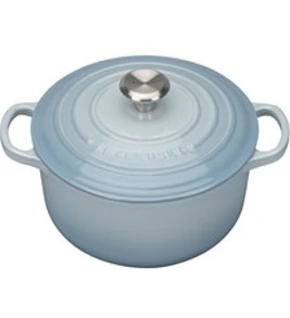 르크루제 인덕션 시그니처 원형 냄비&#44; 코스탈블루&#44; 22cm