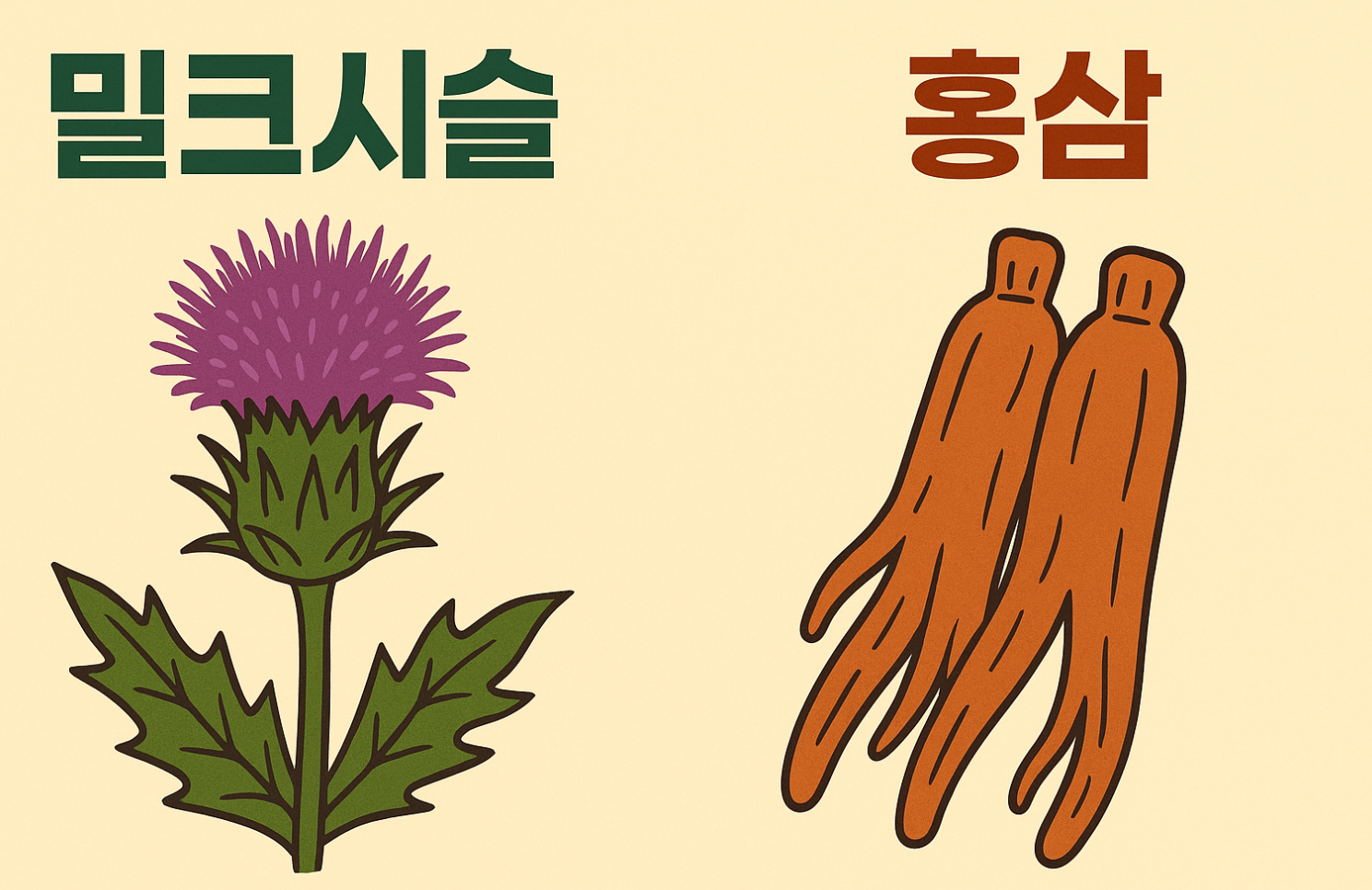 밀크시슬 vs 홍삼 간 건강 효과 비교 (성분, 효능, 상황별 추천)에 대한 그림