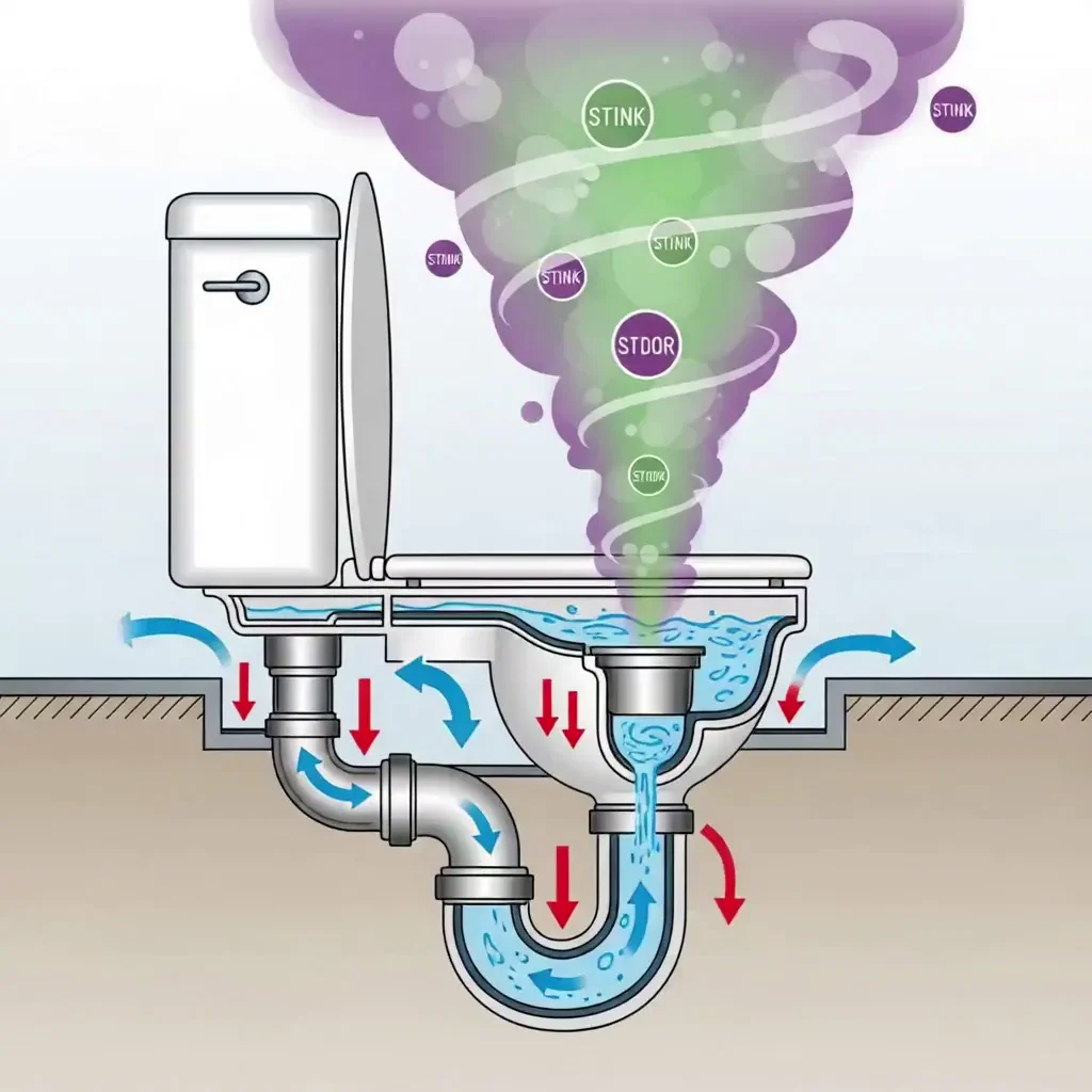 변기 물내림 냄새 역류