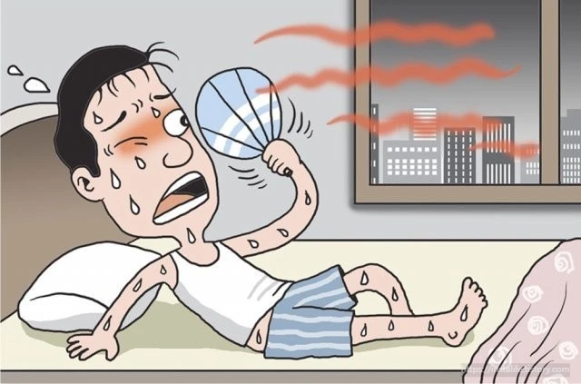 너무 더워서 부채질 하는 이미지 입니다.