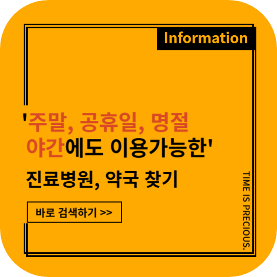 휴일 야간 진료병원, 약국찾기