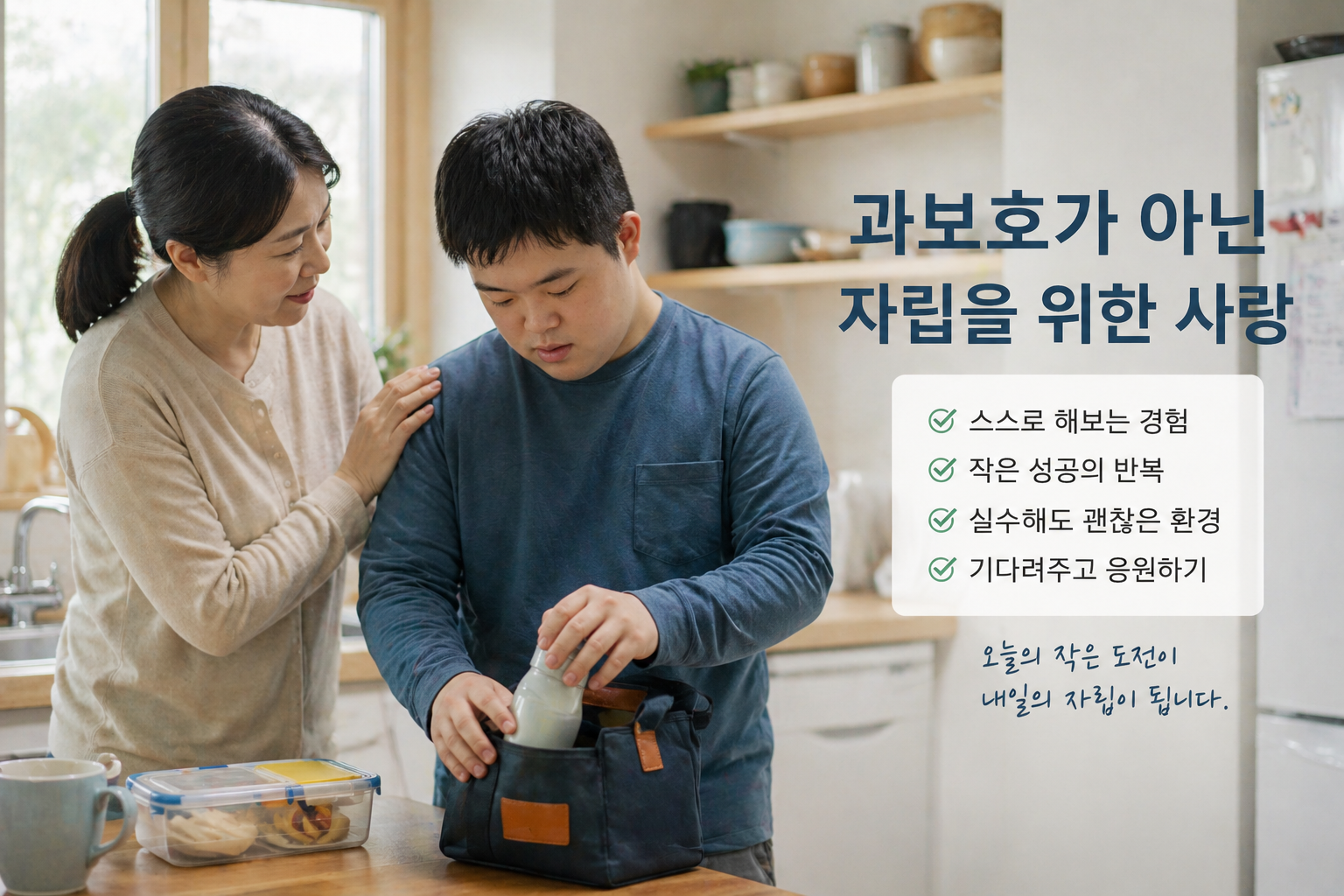 자립교육을 하는 어머니 모습