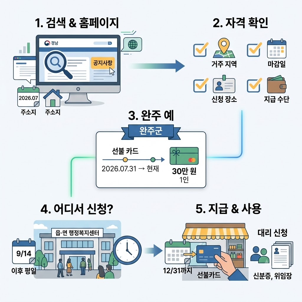 지자체 민생지원금 신청 안내를 확인하는 이미지