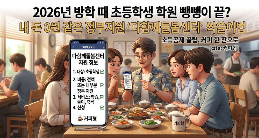 정부지원 다함께 돌봄센터에 대해 설명하는 모습의 캐릭터 이미지