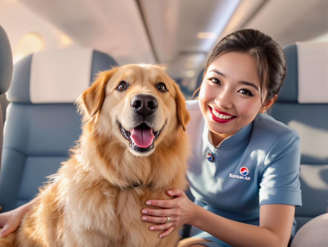 반려견이 승무원과 함께한 모습