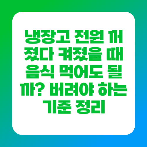 냉장고 전원 꺼졌다 켜졌을 때 음식 먹어도 될까? 버려야 하는 기준 정리