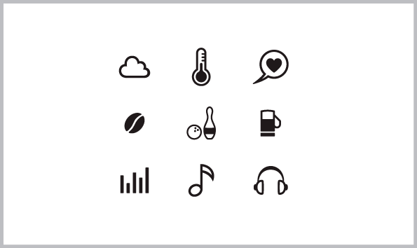 Free Icon vector source : Cloud, Thermometer, Speech bubble, Coffee bean, Bowling, Beer, LTE, Musical note, Headset