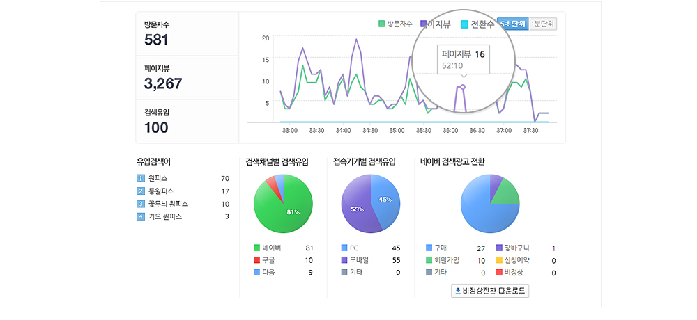네이버 애널리틱스 실시간 분석