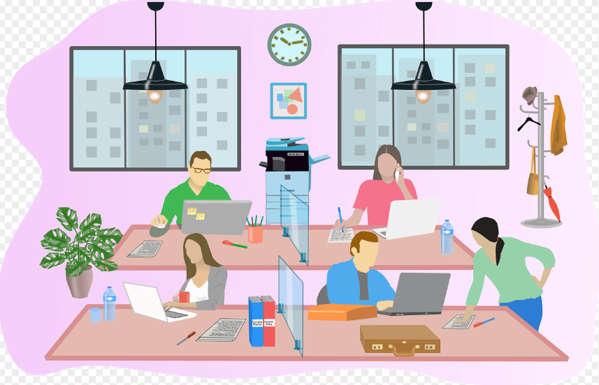 사무실에서 일하는 직원들