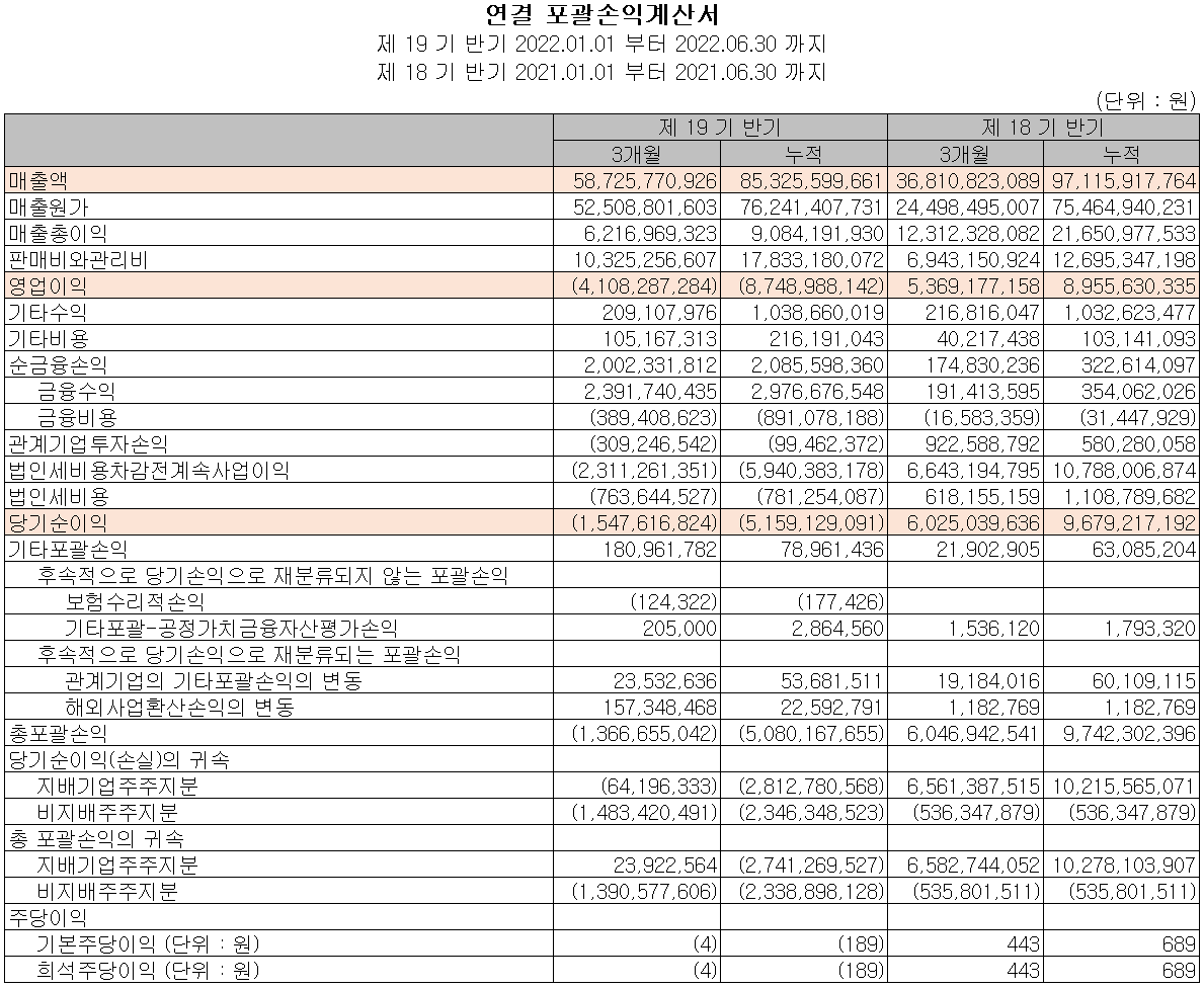 원익피앤이 - 손익계산서