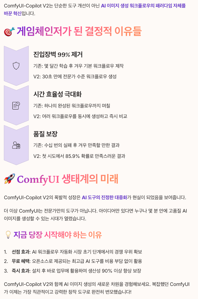 결론 - ComfyUI 패러다임의 완전한 전환 섹션 최종정리 요약 이미지