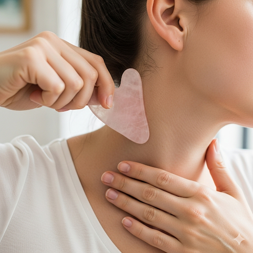 괄사로 림프마사지 하는 이미지