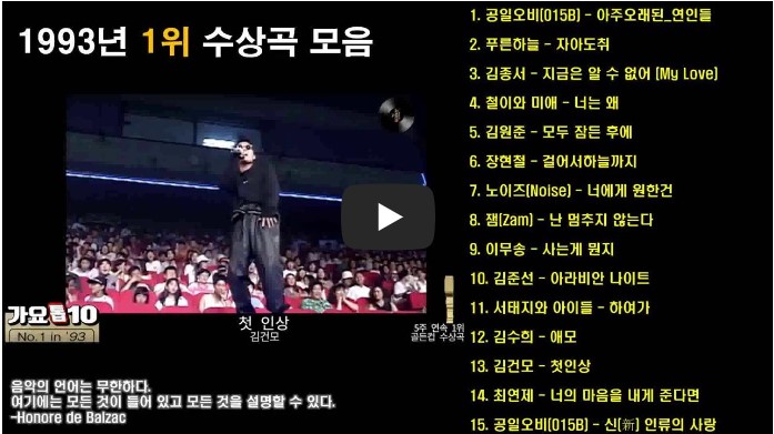 1993년 가요 1위 노래 모음