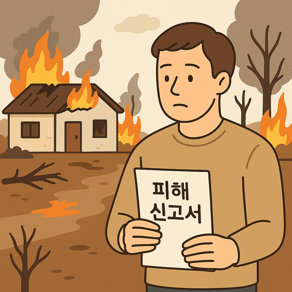 산불피해신고서를 들고있는 남성 이미지