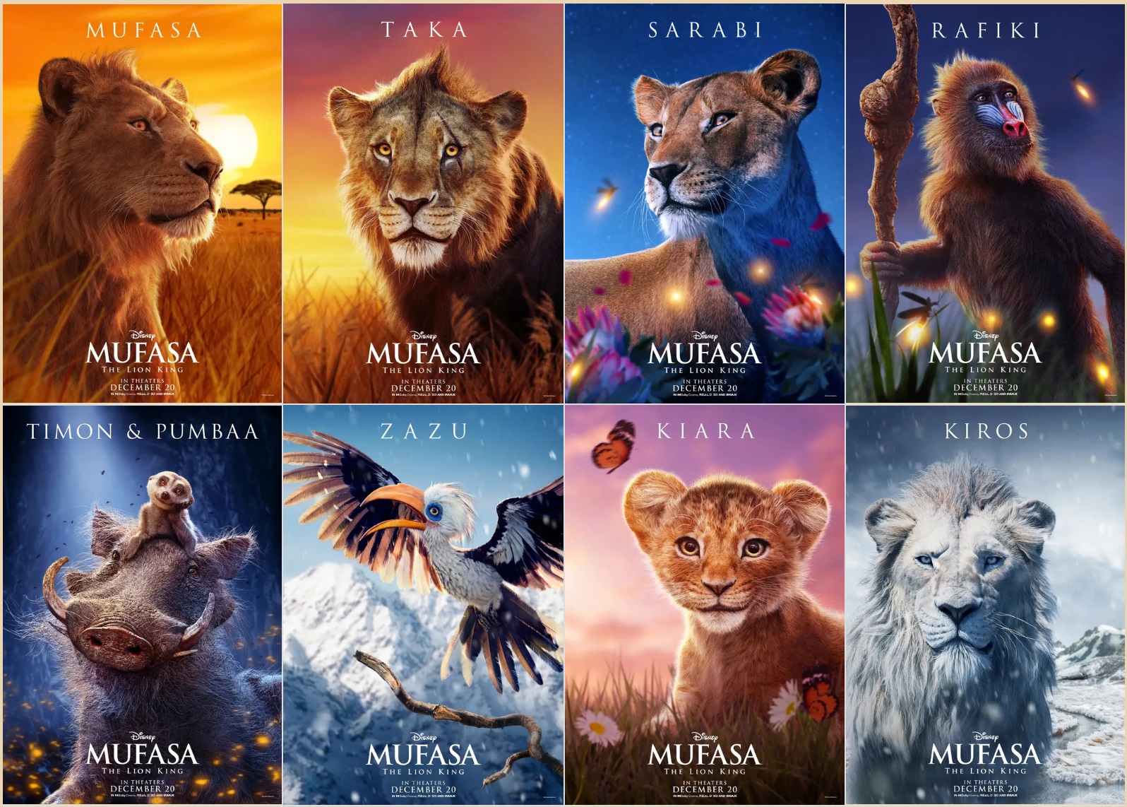 '무파사: 라이온 킹' 캐릭터 포스터. (사진=월트 디즈니 코리아 제공) 2024.12.10. *재판매 및 DB 금지