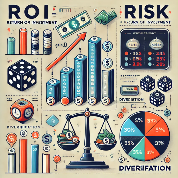 수익률, 리스크, 분산투자를 뜻하는 그림