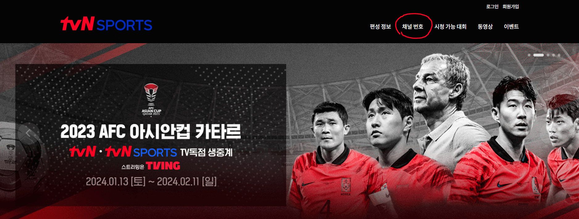 tvn sports 채널번호