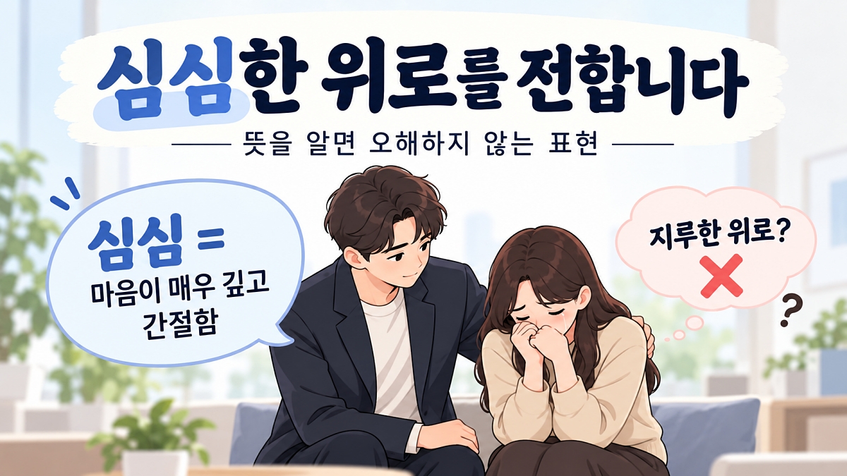 심심한 위로를 전합니다 뜻과 한자 의미 지루한 위로라는 오해를 비교한 대표이미지