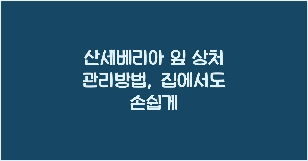 산세베리아 잎 상처 관리방법