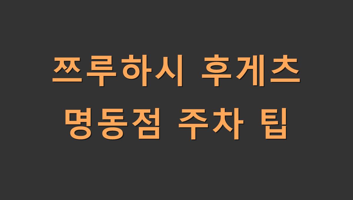 쯔루하시 후게츠 명동점 주차 팁