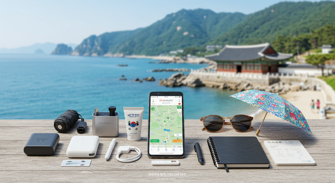 강원도 여행을 위한 스마트폰 앱과 필수 준비물.
