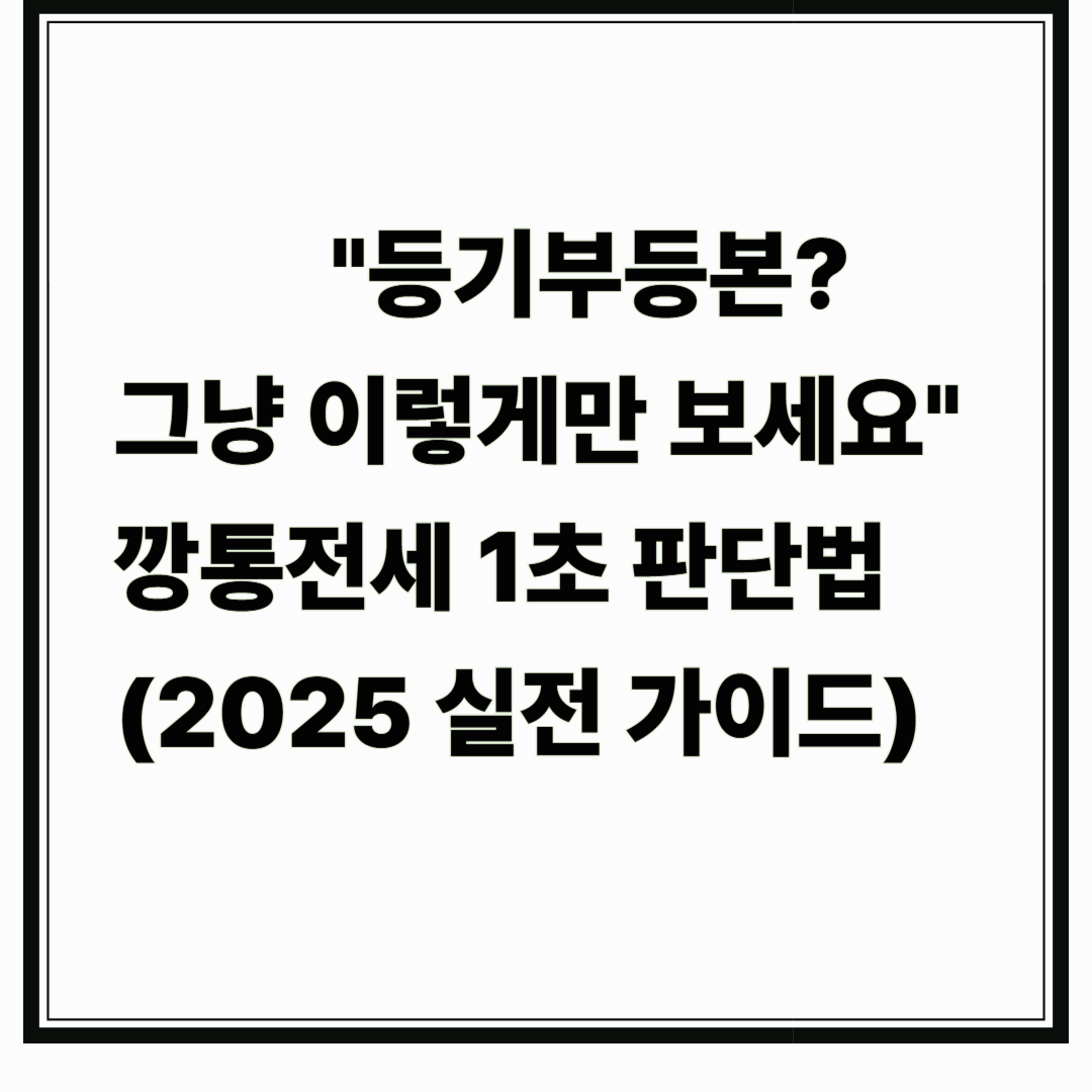 "등기부등본? 그냥 이렇게만 보세요"깡통전세 1초 판단법 (2025 실전 가이드)