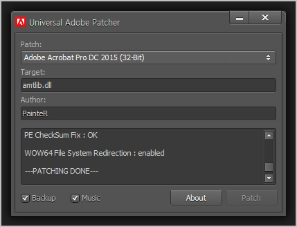 adobe acrobat pro patching done