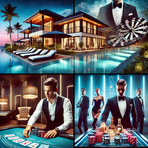 프라이빗 빌라와 인피니티 풀을 갖춘 리조트, 고급 카지노, VIP 클럽 분위기