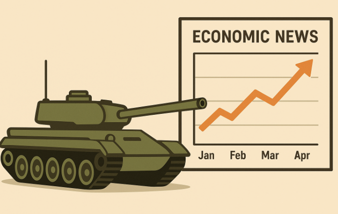 전차와 경제그래프 이미지