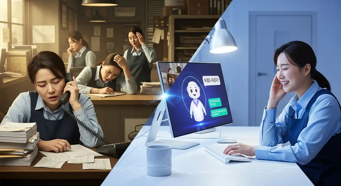 <img src="smartstore_chatbot_solution.webp" alt="AI 챗봇이 매장 업무 피로를 데이터로 전환하는 장면을 표현한 이미지입니다">