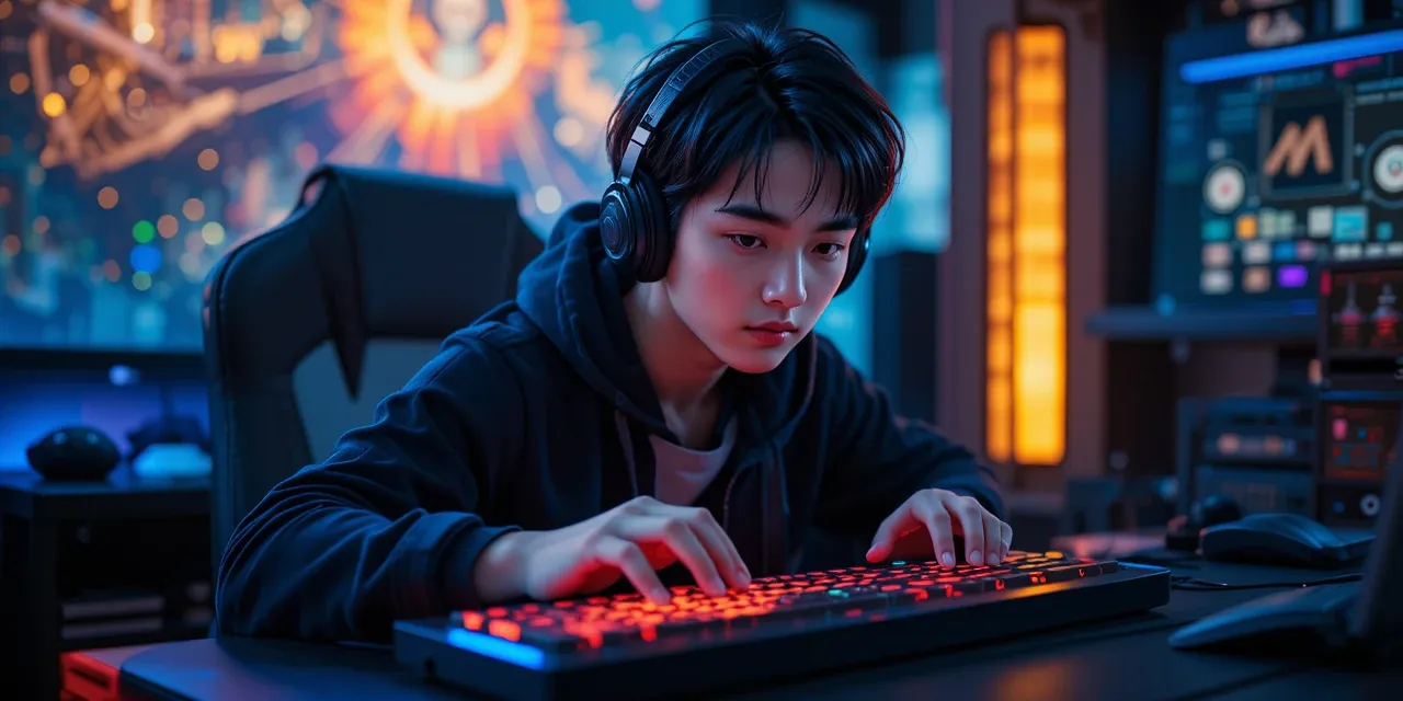 기계식 키보드 추천 제품으로 게임을 즐기는 모습