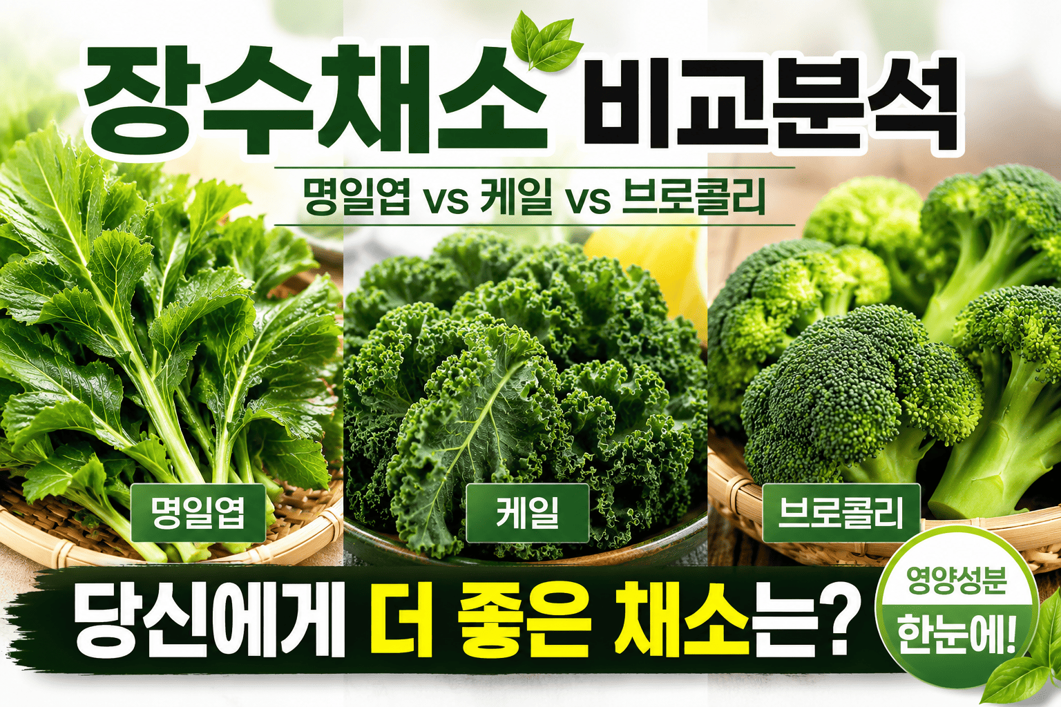 장수채소 비교분석 (명일엽, 케일, 브로콜리)