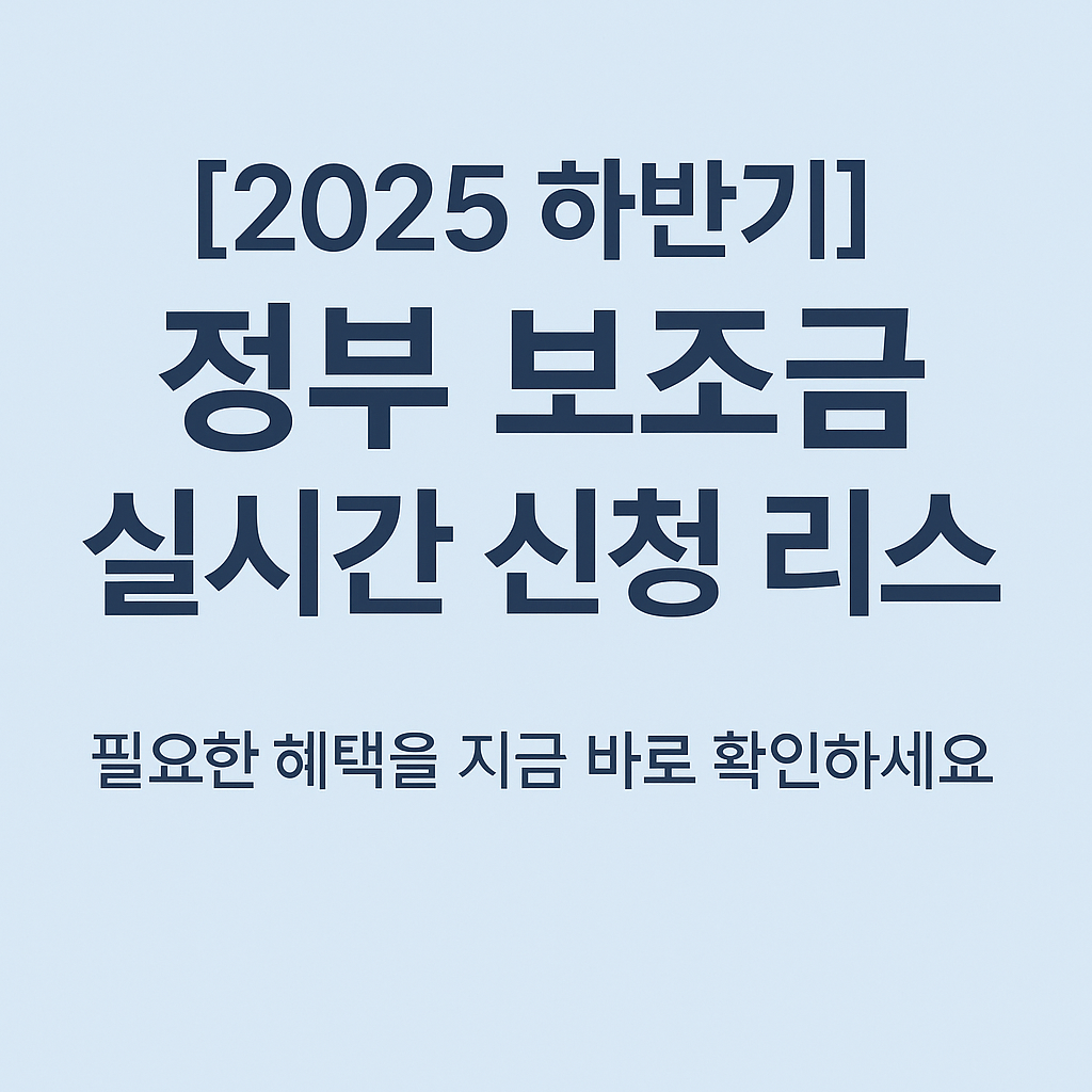 놓치면 끝! [2025 하반기] 지금 받을 수 있는 정부 보조금 실시간 리스