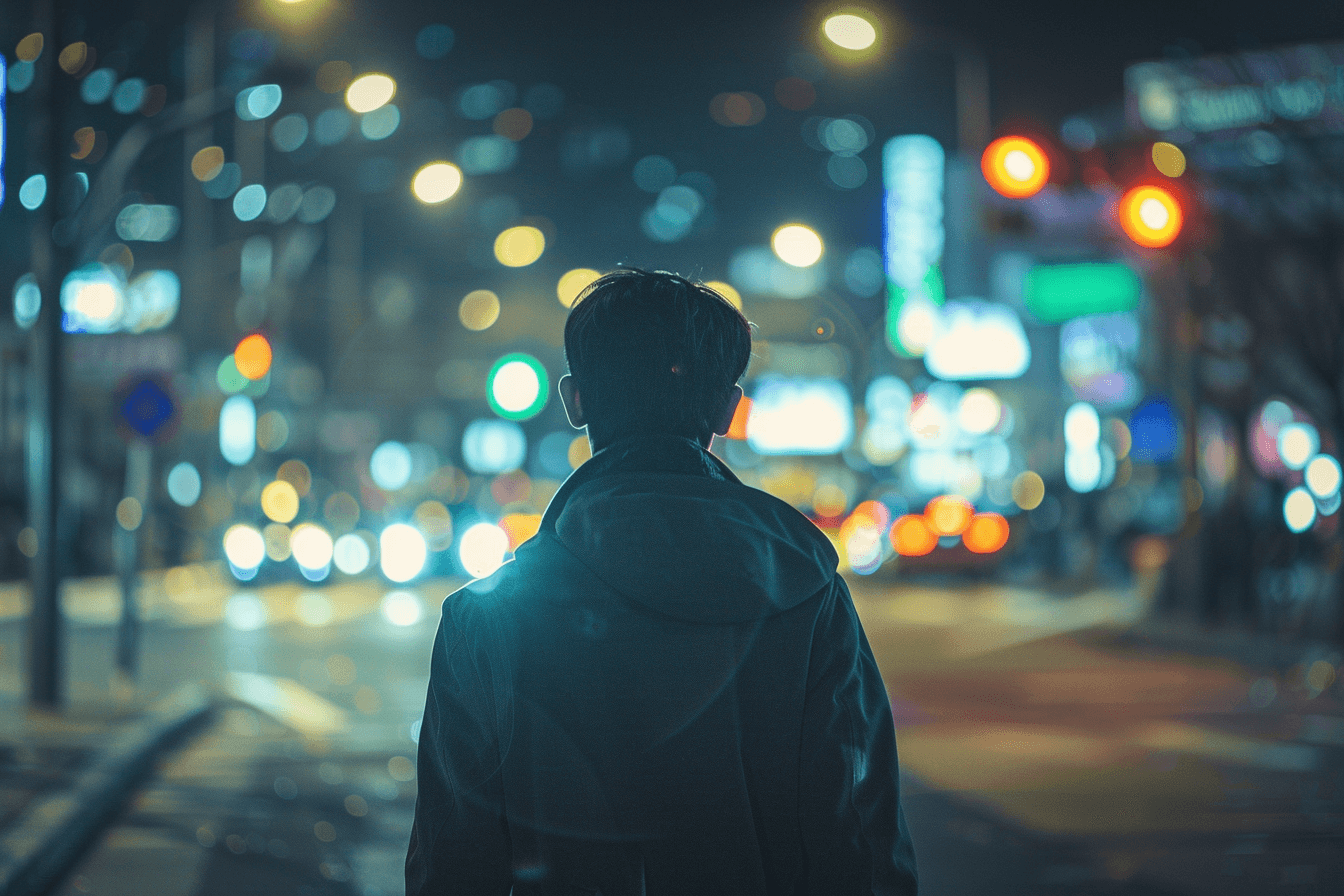 도심의-중심에-서-있는-남성