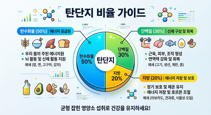 운동 후 최적의 영양 섭취 비율인 탄수화물과 단백질 3대1 비율 인포그래픽