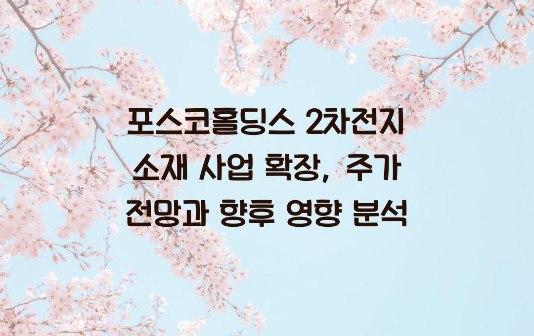 포스코홀딩스 2차전지 소재 사업 확장, 주가에 미치는 영향