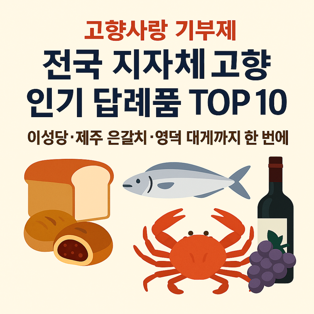 전국 지자체 고향사랑 인기 답례품 TOP 10 인포그래픽