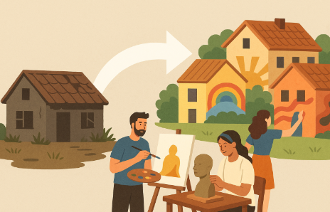 빈집이 예술마을로 변신하는 과정